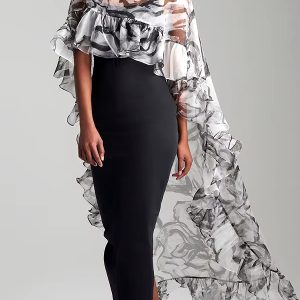 Vintage Floral Flower Print Pleated Sun Protection High-low Loose Blouses Shirts Cover-up Tops