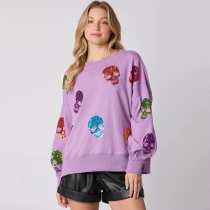 Vintage Slim Long Sleeve Glitter Patchwork Hoodies