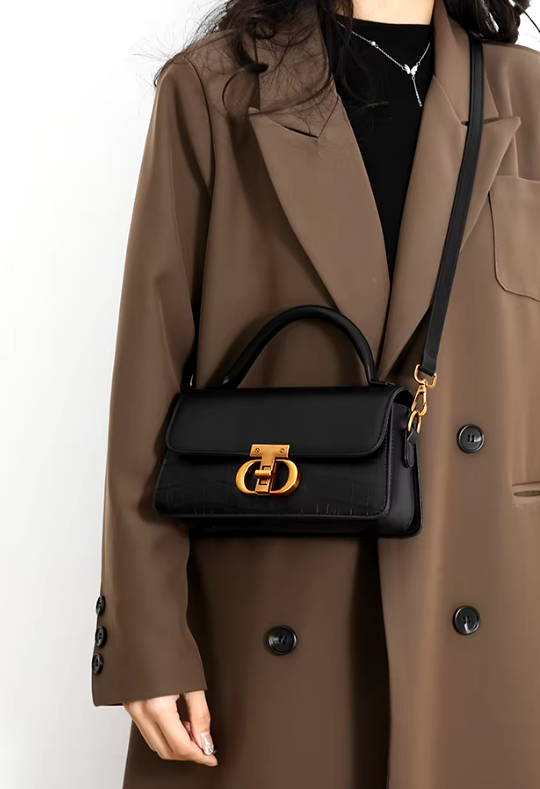 Vintage PU Leather Interior Slot Pocket Chain Shoulder Crossbody Small Handbags - Image 5