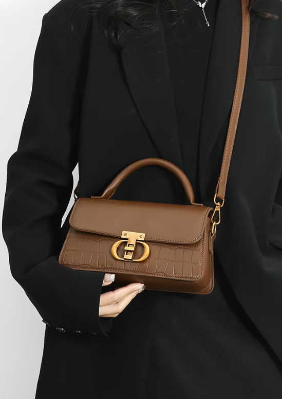 Vintage PU Leather Interior Slot Pocket Chain Shoulder Crossbody Small Handbags - Image 4