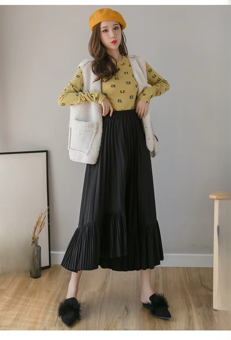 Pleated Irregular High Waist Solid Fashion Elegant And Vintage Midi Skirts - Image 14