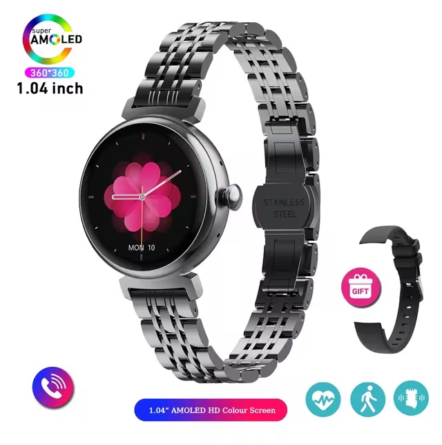 1.04 inch Screen Always Display Bluetooth Call Smartwatch Metal Body Small Screen Watch
