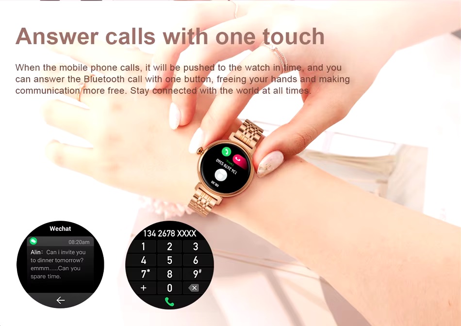 1.04 inch Screen Always Display Bluetooth Call Smartwatch Metal Body Small Screen Watch - Image 5