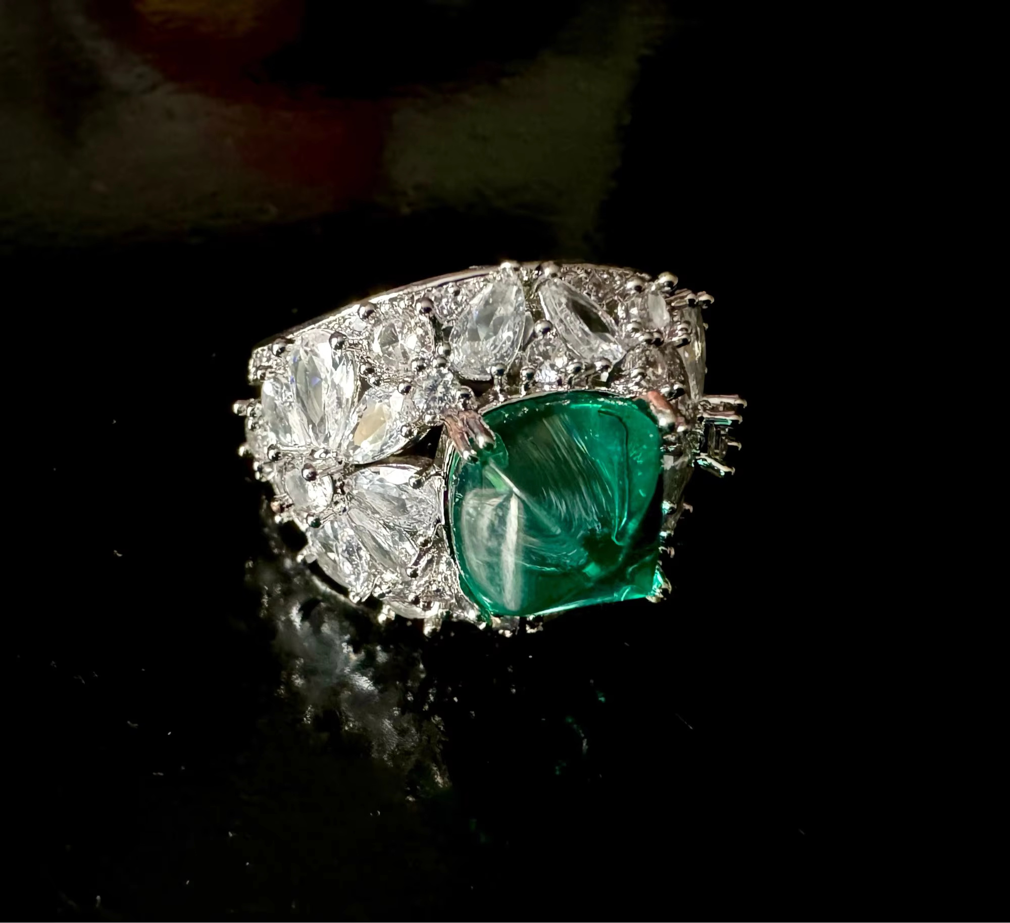 Aesthetic Flower Cubic Zirconia Unique Designer Ring