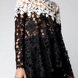 Asymmetrical Long Sleeve Irregular Floral Stand Collar Loose Blouse