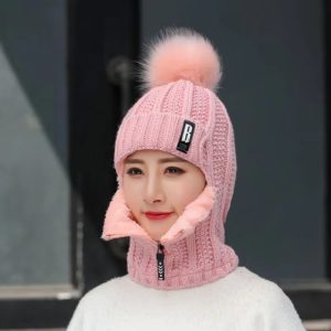 Casual Acrylic Scarf Collar Warm Wool Knitted Hat