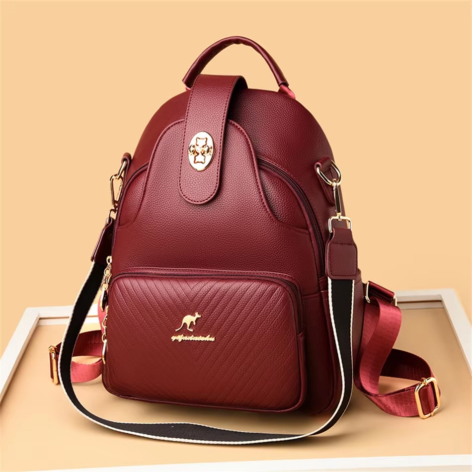 Casual Embossing High Quality Soft Leather Backpack - Image 6
