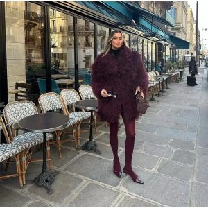 Casual Faux Fur Thicken Long Sleeve Loose Warm Midi Coat