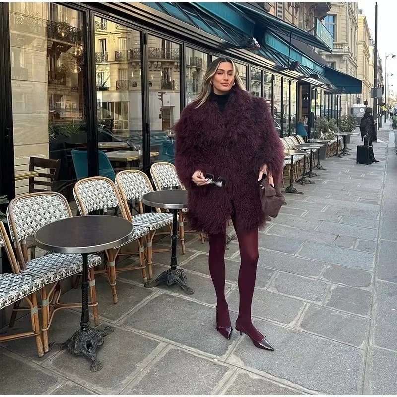 Casual Faux Fur Thicken Long Sleeve Loose Warm Midi Coat