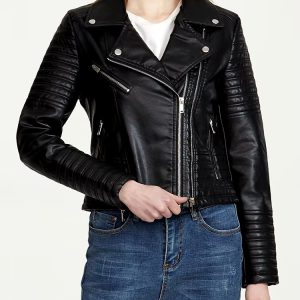 Casual Faux PU Leather Long-sleeve Windproof Waterproof Jacket