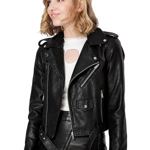 Casual Faux PU Leather Full Sleeve Lapel Street Wear Zipper Jacket