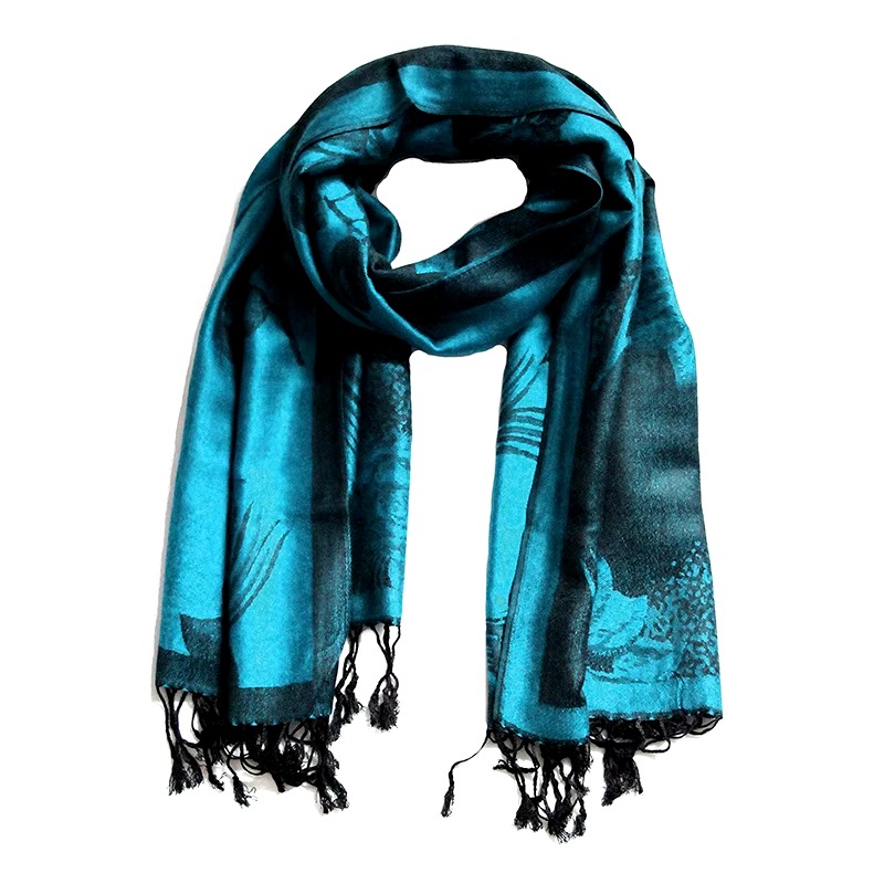 Casual Floral Design Print Foulard Cashmere Shawl - Image 3