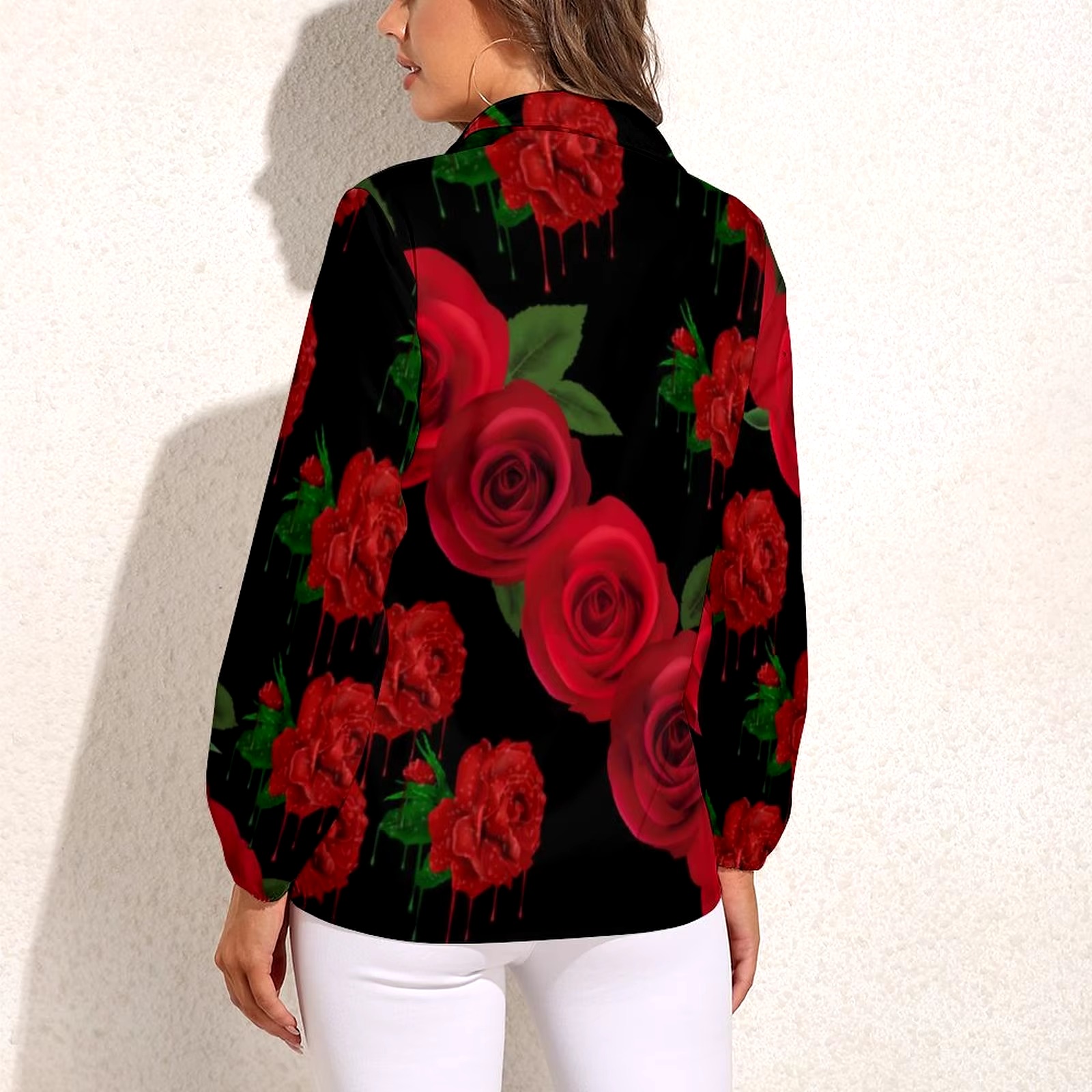 Casual Floral Print Retro Pattern Long Sleeve Single Breasted Shirt - Image 2