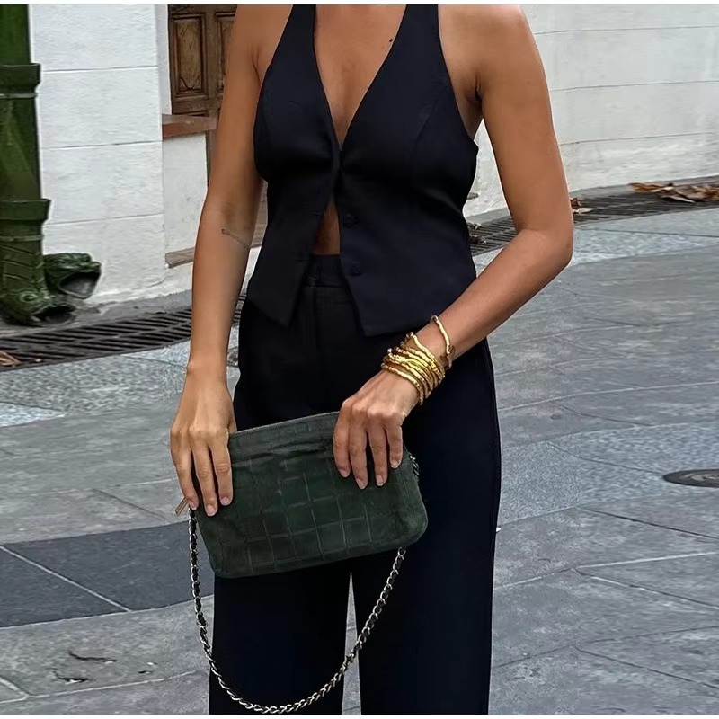 Casual Halter Vest High Waist Wide Leg Pants 2 Pieces Sets - Image 6