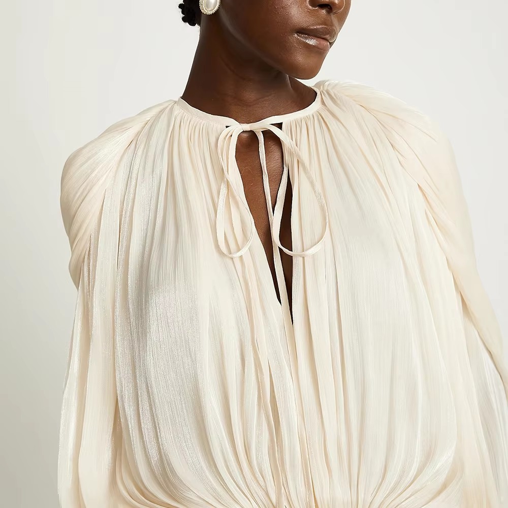 Casual High Waist Solid Spliced Lace Up Loose Mini Dress - Image 7