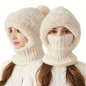 Casual Knitting Warm Cycling Face Mask Cold-proof Hat