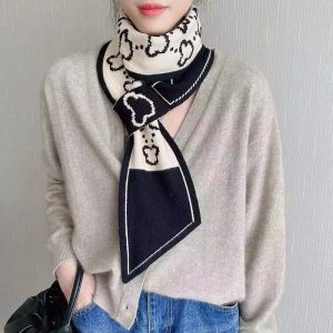 Casual Multifunction Head Silk Print Knitted Scarf