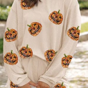 Casual O-Neck Sequined Tops Loose Short Halloween Outfits