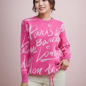 Casual Printed Long Sleeve Jumper Thick Warm Knit Pullovers Oversized Sweater
