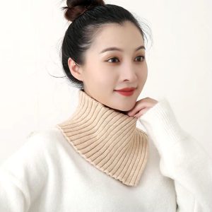 Casual Ring Plaid Turtleneck Knitted Collar Warm Scarf
