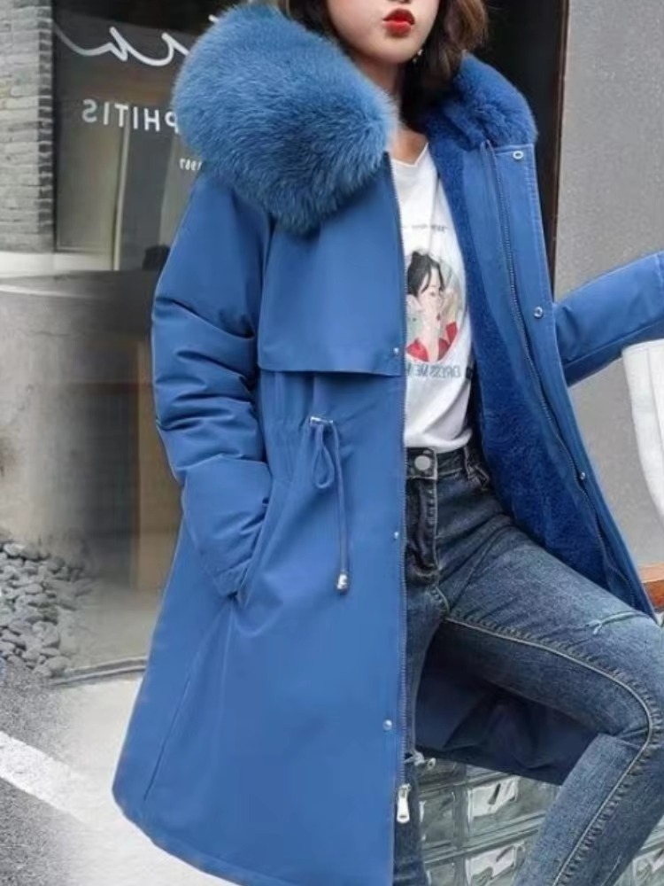 Casual Sashes Fleece Hodded Padded Loose Coats - Image 4