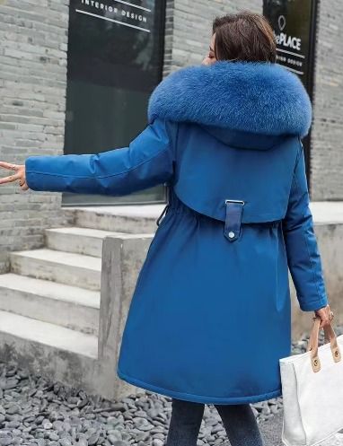 Casual Sashes Fleece Hodded Padded Loose Coats - Image 7