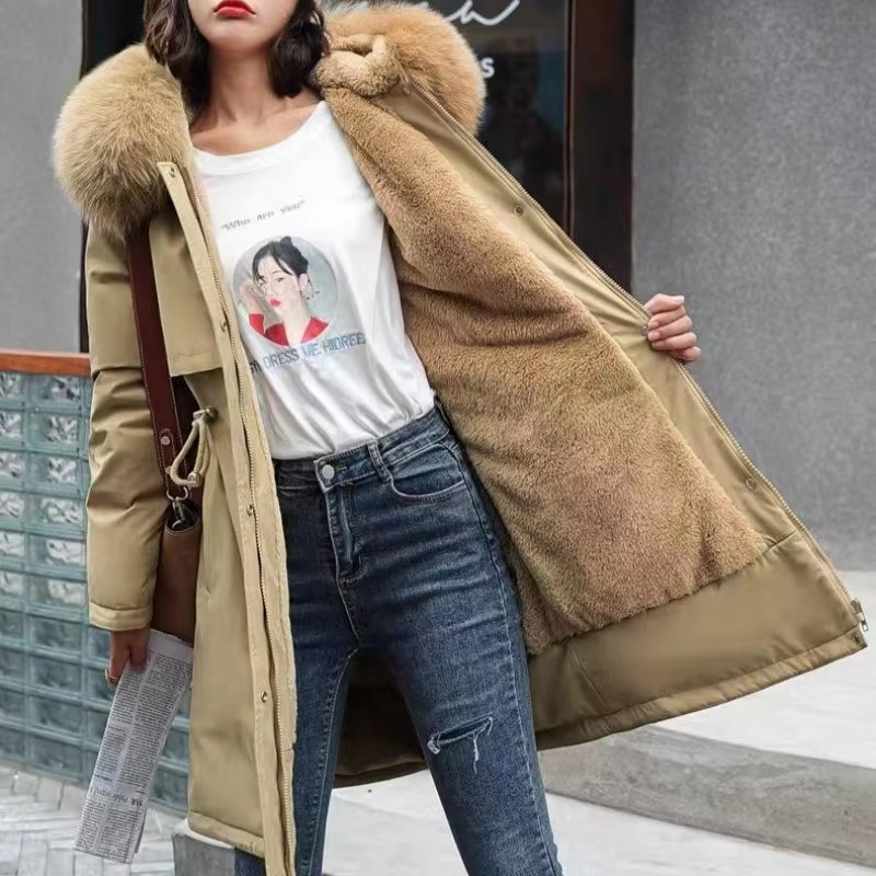 Casual Sashes Fleece Hodded Padded Loose Coats - Image 8