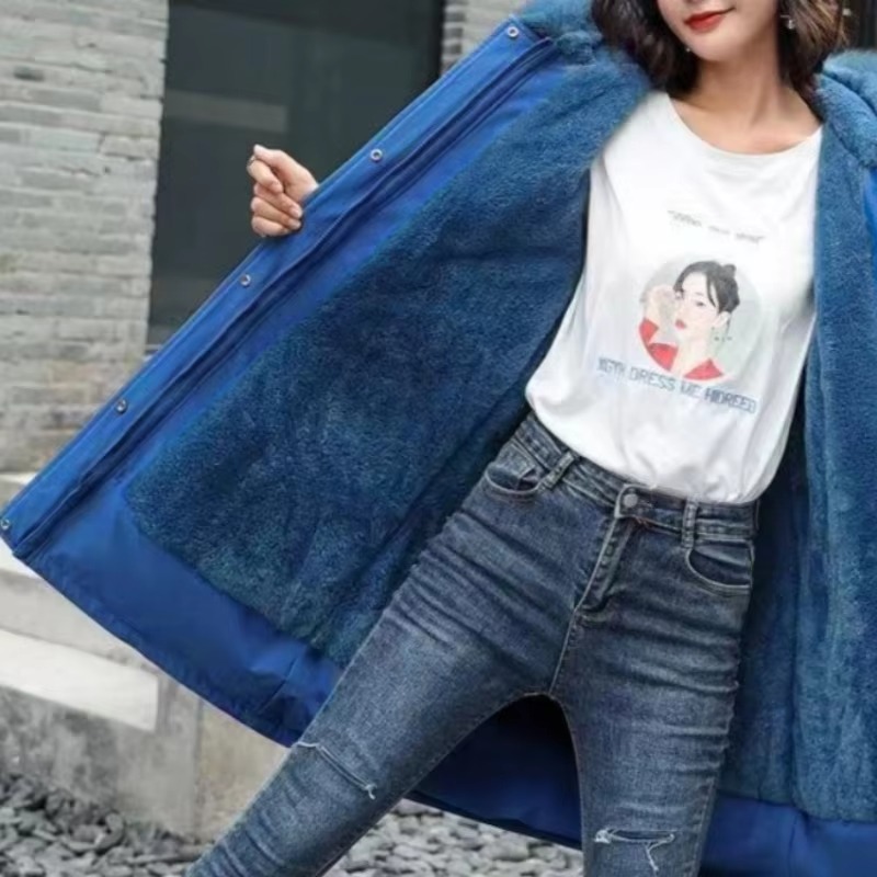 Casual Sashes Fleece Hodded Padded Loose Coats - Image 5