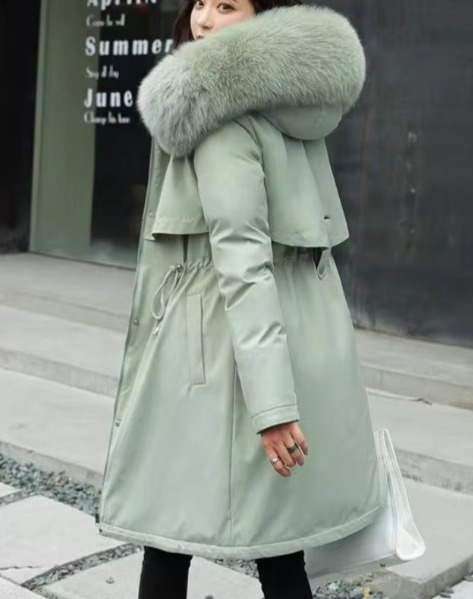 Casual Sashes Fleece Hodded Padded Loose Coats - Image 2