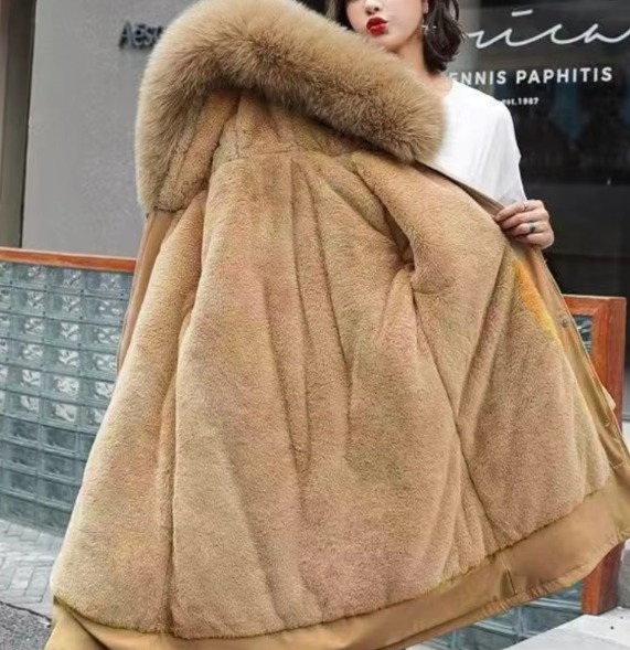 Casual Sashes Fleece Hodded Padded Loose Coats - Image 10