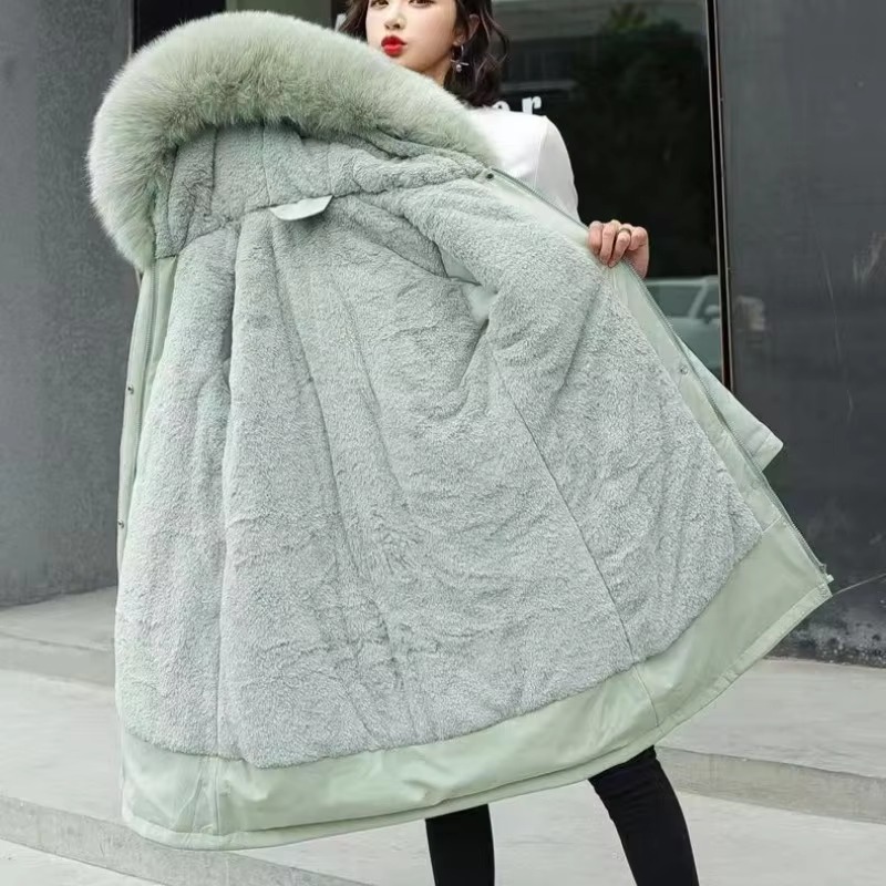 Casual Sashes Fleece Hodded Padded Loose Coats - Image 3