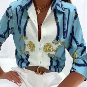 Casual Single Breasted Printed Long Sleeve Printed Shirt