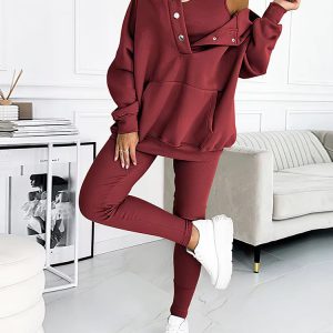 Casual Slim Vest Top And Pants Outfits Three Piece Set