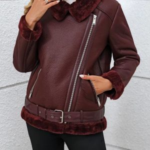 Casual Thick Warm Faux Fur Leather High Street Outwear Jacket