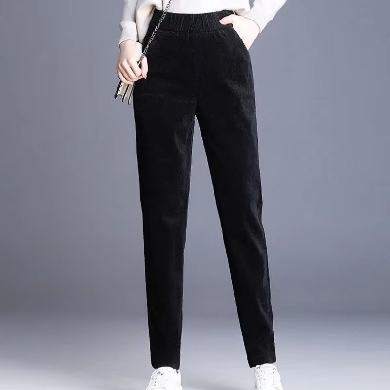 Casual corduroy High Waist Warm Harem Ankle-Length Pants Trousers - Image 2