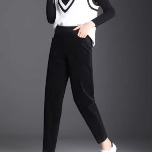 Casual corduroy High Waist Warm Harem Ankle-Length Pants Trousers
