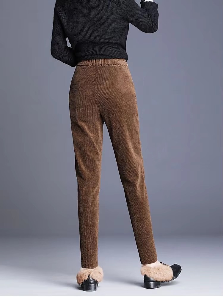 Casual corduroy High Waist Warm Harem Ankle-Length Pants Trousers - Image 6