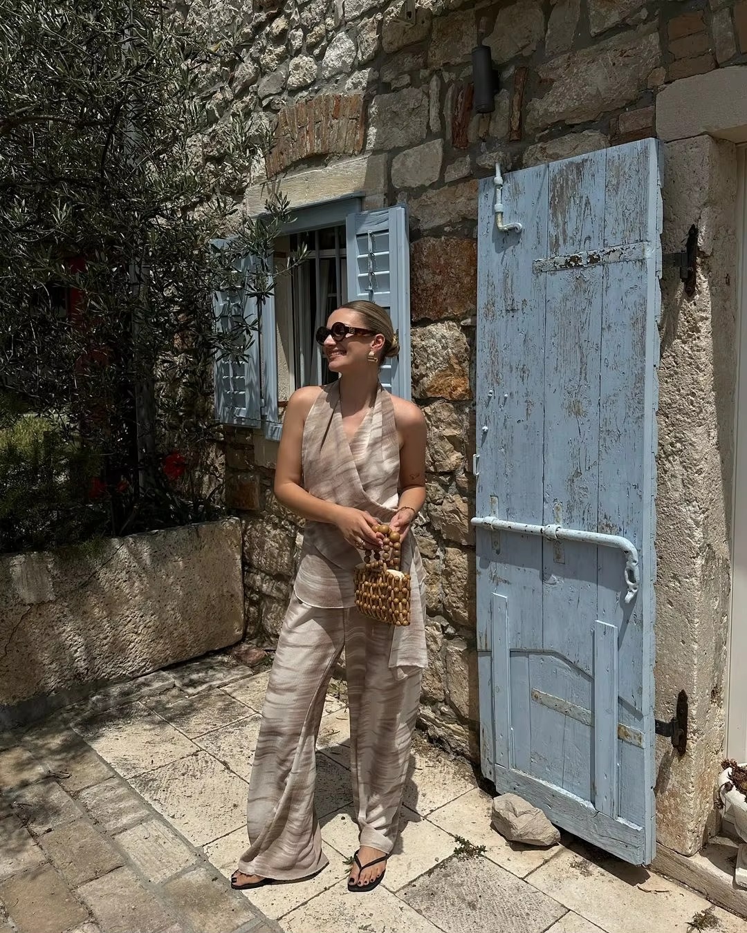 Chic Tie Dye Top Elastic Waist Wide Leg Pants 2 Pieces Sets - Image 12