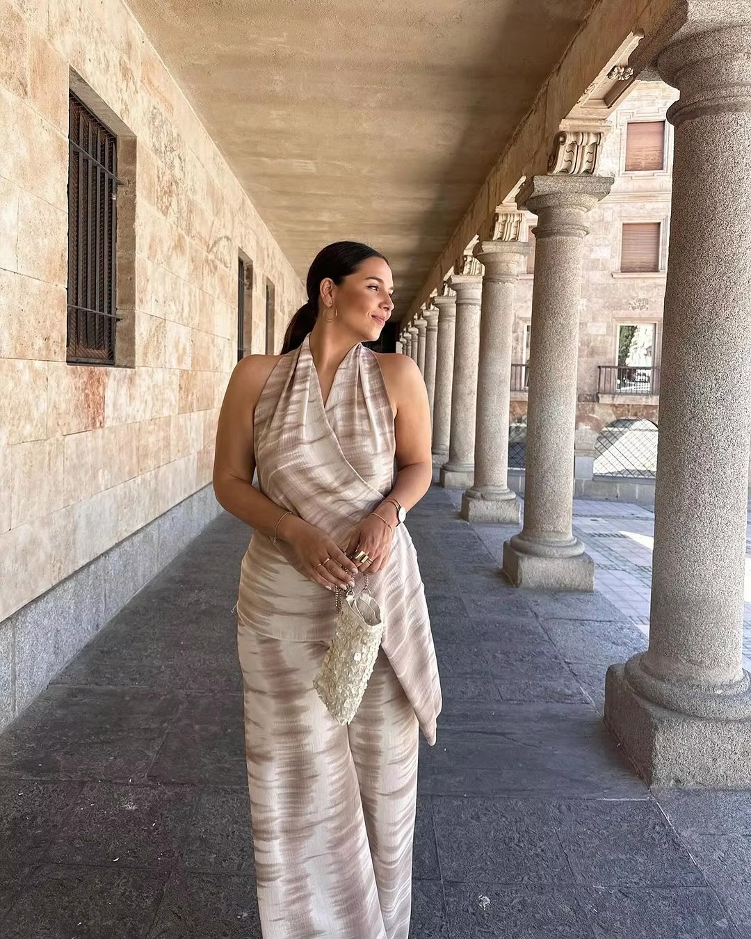 Chic Tie Dye Top Elastic Waist Wide Leg Pants 2 Pieces Sets - Image 7