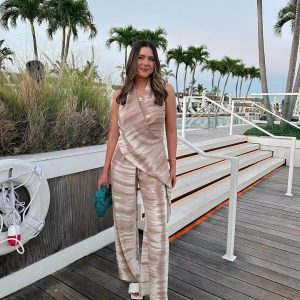 Chic Tie Dye Top Elastic Waist Wide Leg Pants 2 Pieces Sets