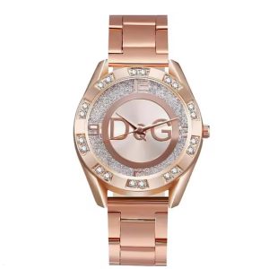 Crystal Diamonds Design Quartz Leisure Stainless Steel Strap Clock