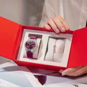 Diamond Lap Fashion Leather Strap 3m Waterproof Luminous Quartz Wristwatch