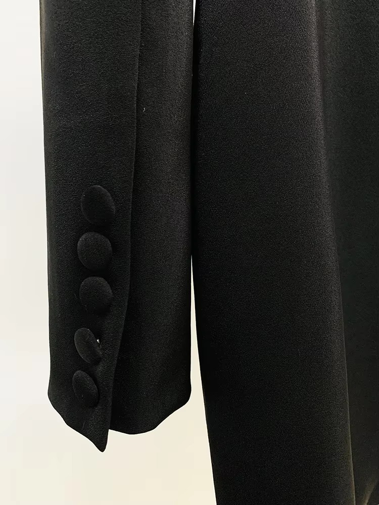 Double Breasted Rhinestone Diamonds Beaded Long High Street Designer Blazer Dress - Image 6