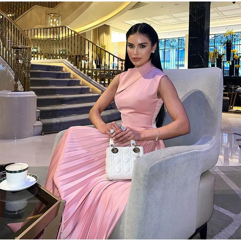 Elegant Folds Pullover Irregular Pleated Ankle-Length Maxi Dress - Image 5