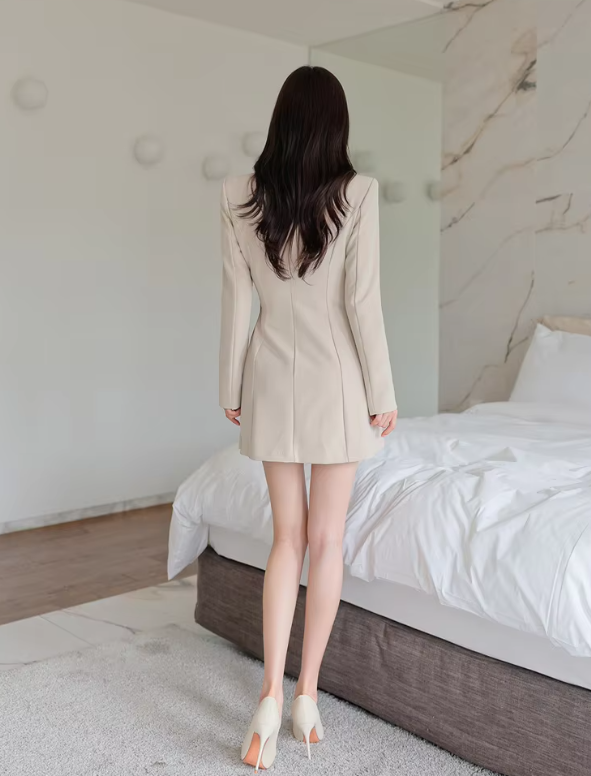 Elegant Lace-Up Double Breasted Full Sleeve Slim Office Party Casual Dress - Image 22