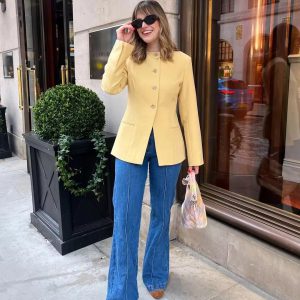 Elegant Pockets O-neck Single Breasted Slim Coats