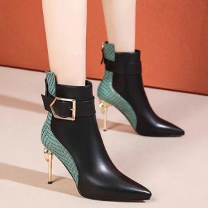 Elegant Pointed Back Zipper Stiletto High Heel Short Boots