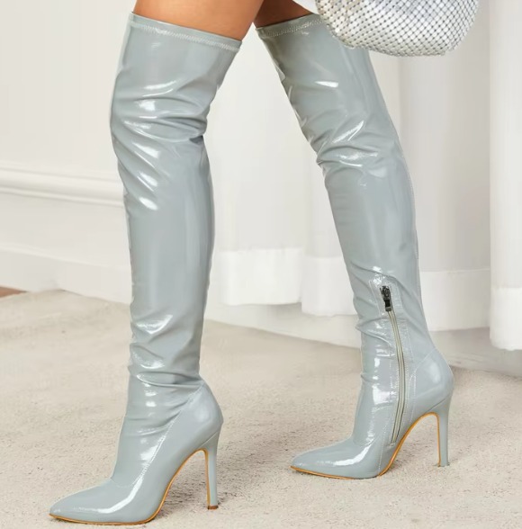 Elegant Pointed Toe High Heels Over-the-Knee Boots - Image 2