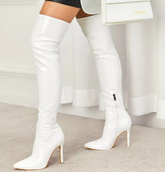 Elegant Pointed Toe High Heels Over-the-Knee Boots - Image 8