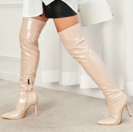 Elegant Pointed Toe High Heels Over-the-Knee Boots - Image 9